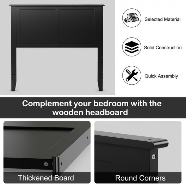 Twin Size Wood Headboard - Black