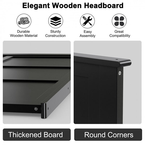 Full Size Wood Headboard - Black