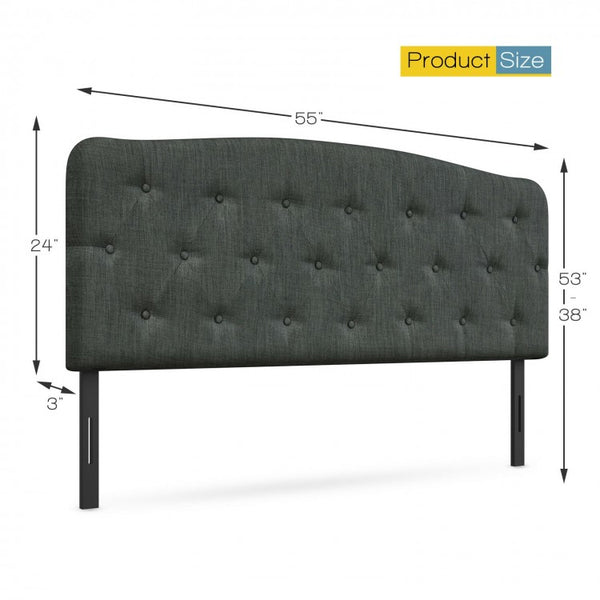 Faux Linen Upholstered Headboard - Dark Gray