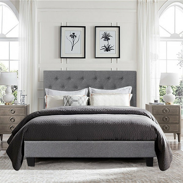 Full Size Upholstered Bed With Linen Panel