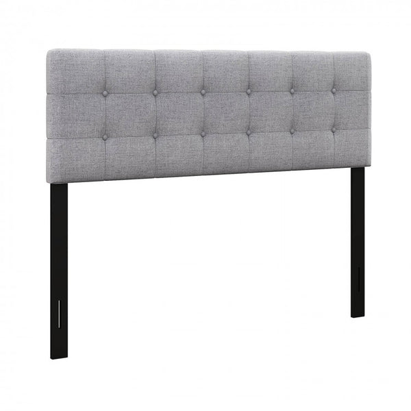Linen Upholstered Headboard with Wood Legs - Gray