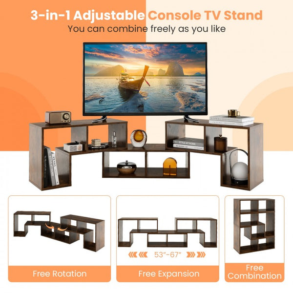 3Pc Console TV Stand - Brown