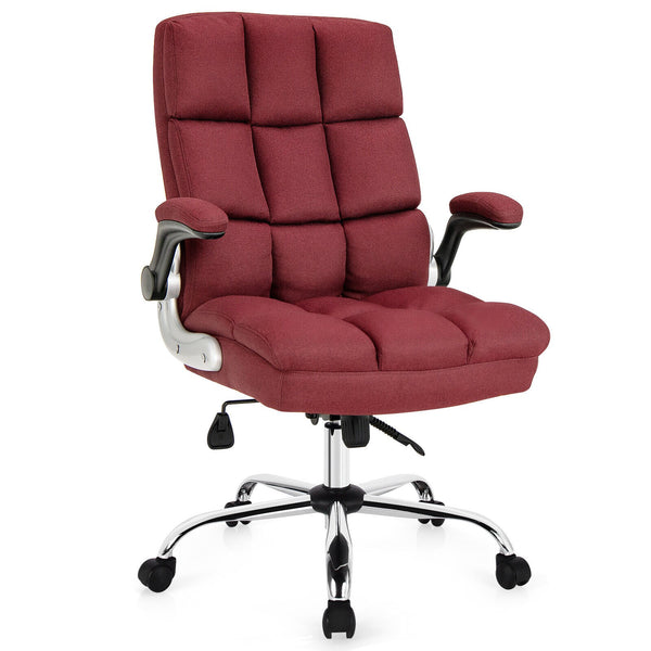 Height Adjustable High Back Office Chair with Flip Up Arm - Red
