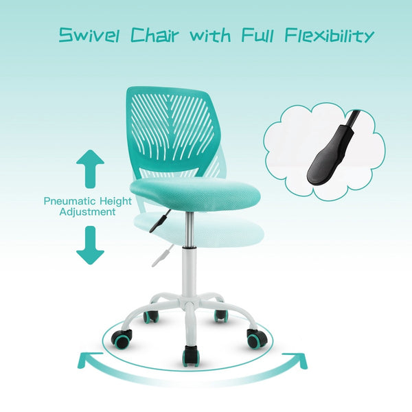 Adjustable Armless Office Chair - Turquoise