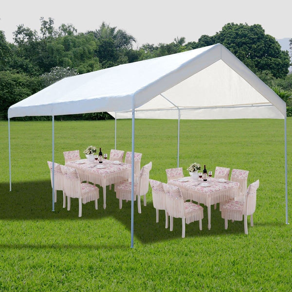 10x20 ft. Steel Frame Portable Car Canopy Tent - White