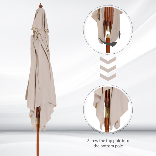 Patio Sunshade Bamboo Umbrella - Khaki
