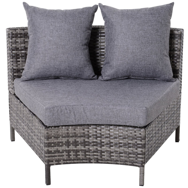 5pc Half Moon Wicker Rattan Outdoor Patio Furniture Set - Grey