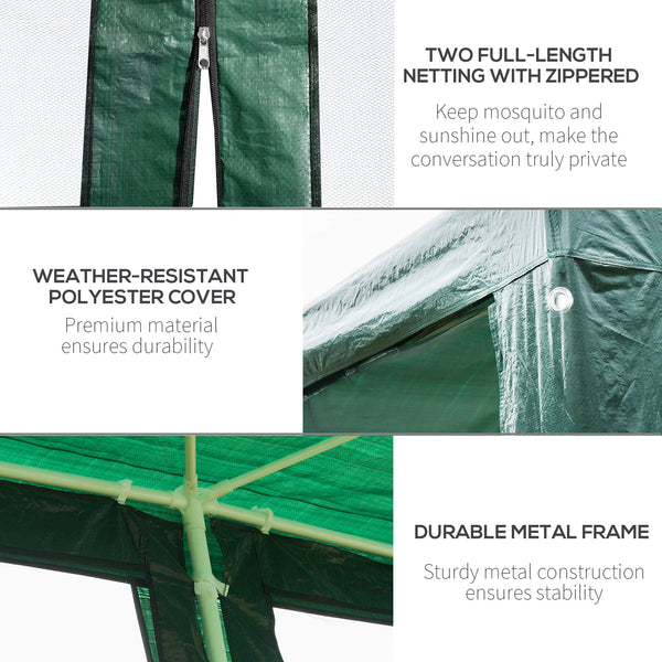 19x9 ft Party Gazebo Canopy Tent with Removable Mesh Netting - Dark Green