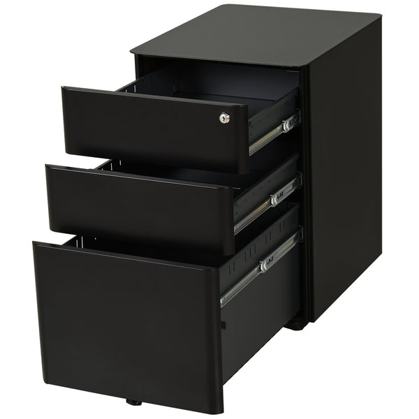 Home Office 3 Drawer Metal Filing Cabinet - Black