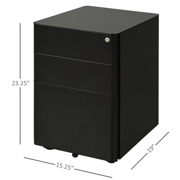 Home Office 3 Drawer Metal Filing Cabinet - Black