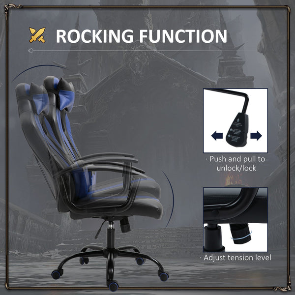 High Back Gaming Home Office Chair - Black and Blue