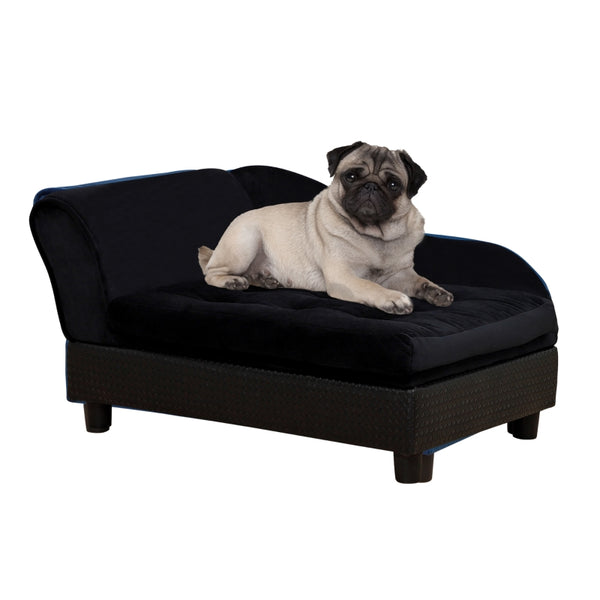 Chaise Lounge Pet Bed - Black
