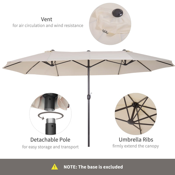 15' Double-Sided Outdoor Patio Umbrella Parasol - Beige