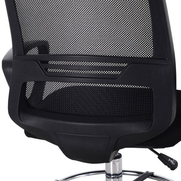 Ergonomic Mesh Back Home Office Chair with Footrest - Black