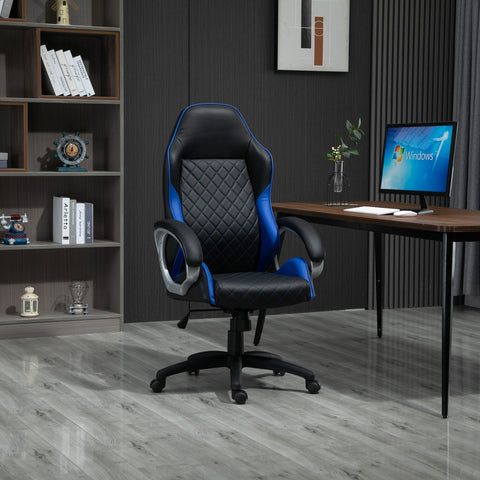 High Back Home Office Chair with Wheels - Blue