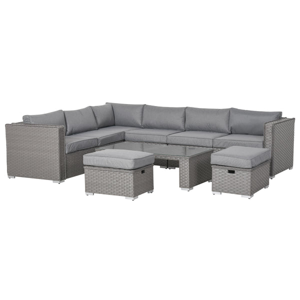 6pc Outdoor Rattan Wicker Patio Furniture Set - Grey