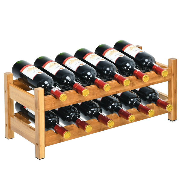 2-Tier Bamboo Wine Holder - Natural