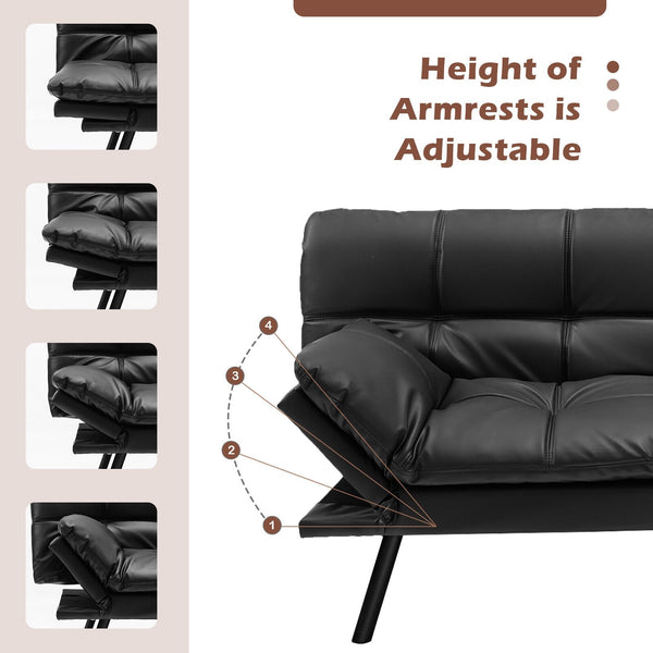 Convertible Futon Sofa Bed - Black