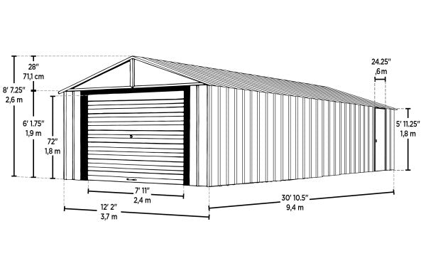 12x31 ft. Arrow Murryhill Storage Shed - Flute Grey
