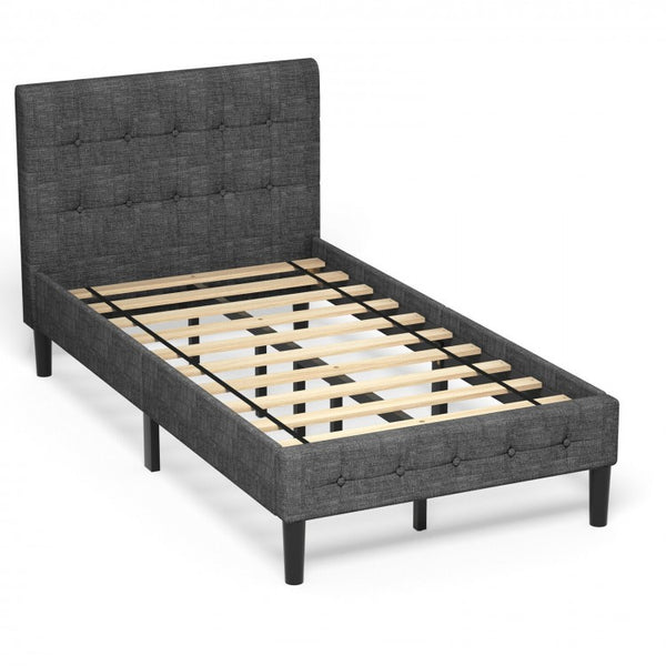 Twin Upholstered Bed Frame with Headboard
