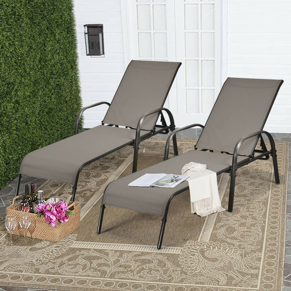 2pc Outdoor Patio Lounge Chair - Brown