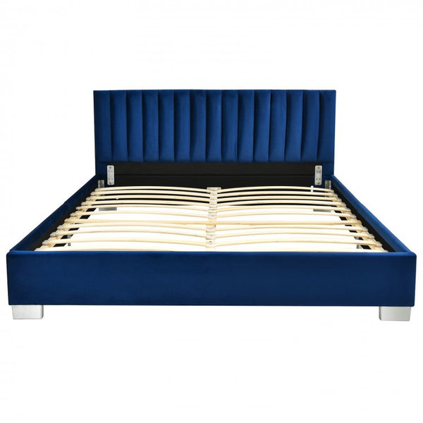 Full Tufted Upholstered Platform Bed Frame with Headboard - Navy