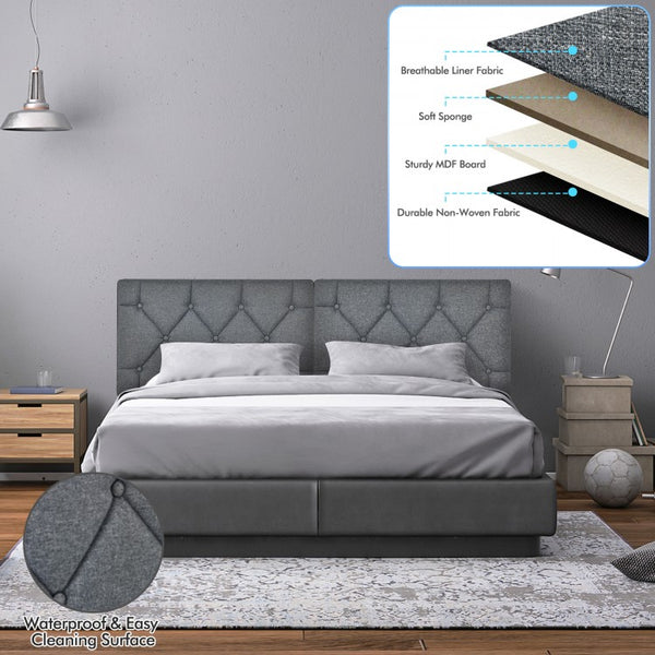 Wall-Mounted Upholstered Bed Headboard - Gray