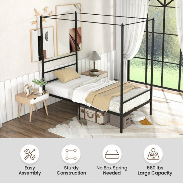Twin Size Metal Canopy Bed Frame