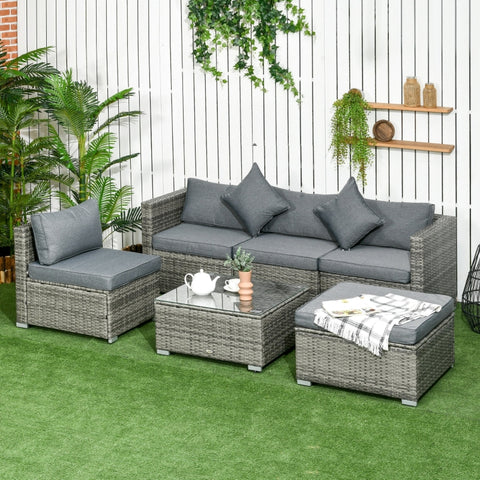 6pcs Wicker Rattan Sectional Set Outdoor Patio Sofa - Mixed Gray