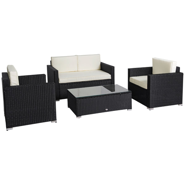 4pc Wicker Patio Outdoor Garden Furniture Set - White