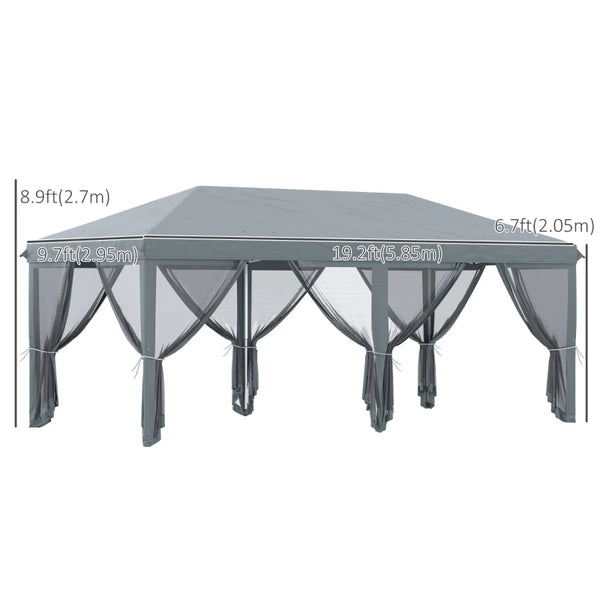 10' x 20' Pop Up Canopy Tent with 6 Removable Mesh Sidewalls - Gray