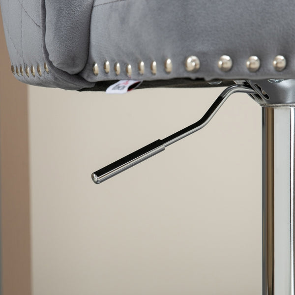 Modern Adjustable Velvet Bar Stools Set of 2 - Grey