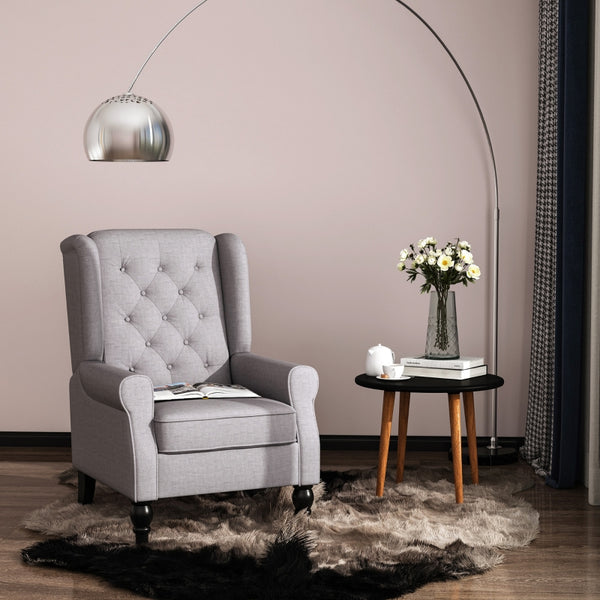 Button-Tufted Accent Chair - Grey