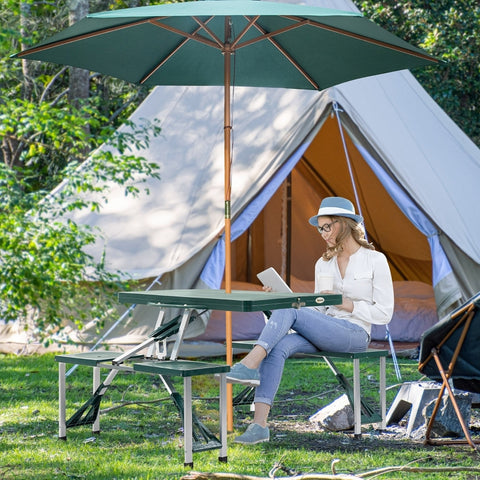 Outdoor Camping Portable Folding Table - Dark Green
