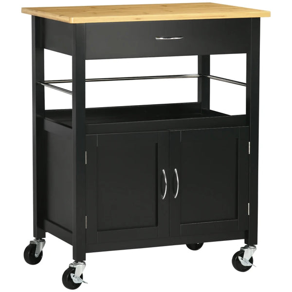 Kitchen Cart with Storage Drawer - Black