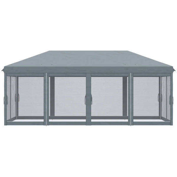 10' x 20' Pop Up Canopy Tent with 6 Removable Mesh Sidewalls - Gray