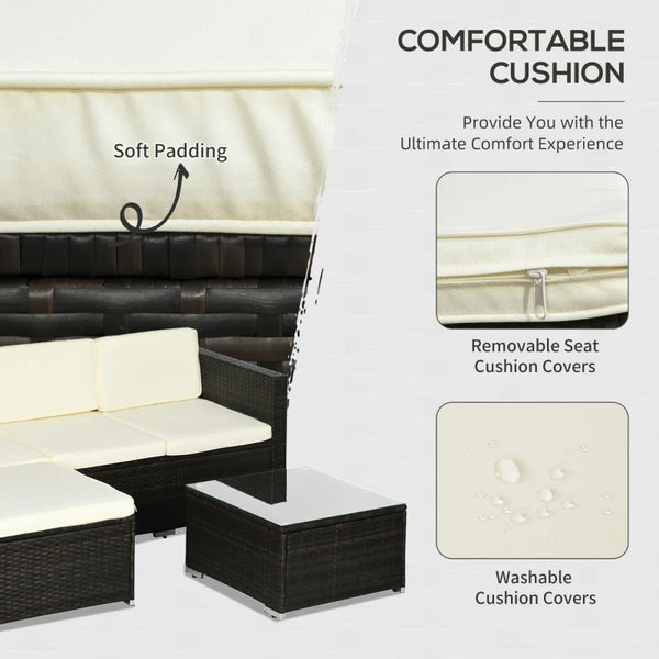 3pc Outdoor Rattan Wicker Conversation Sofa Set - Cream White