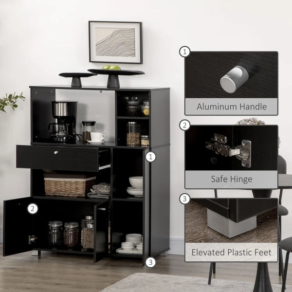 Compact Kitchen Pantry Cabinet - Black