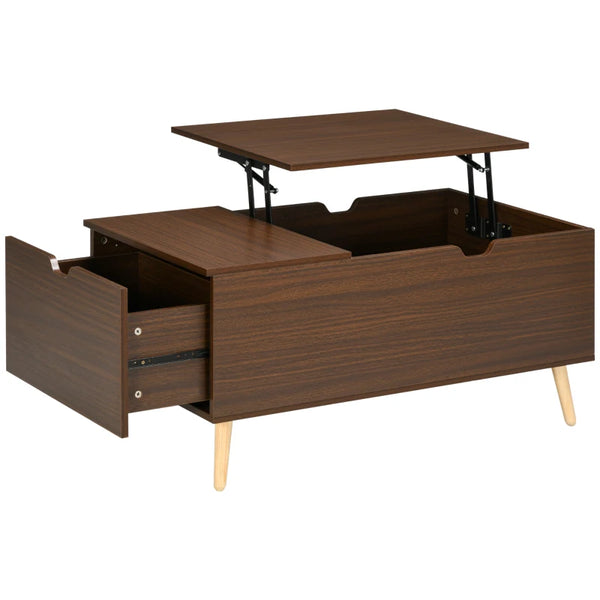 Lift Top Coffee Table with Drawer - Brown