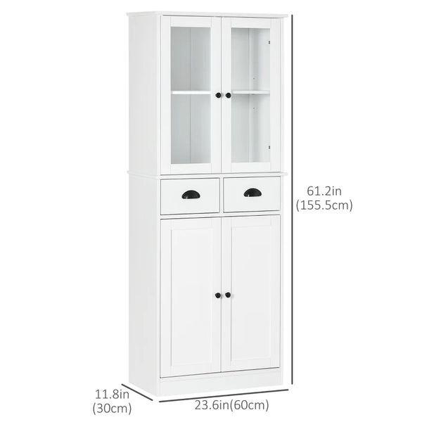 61" Freestanding Kitchen Pantry - White