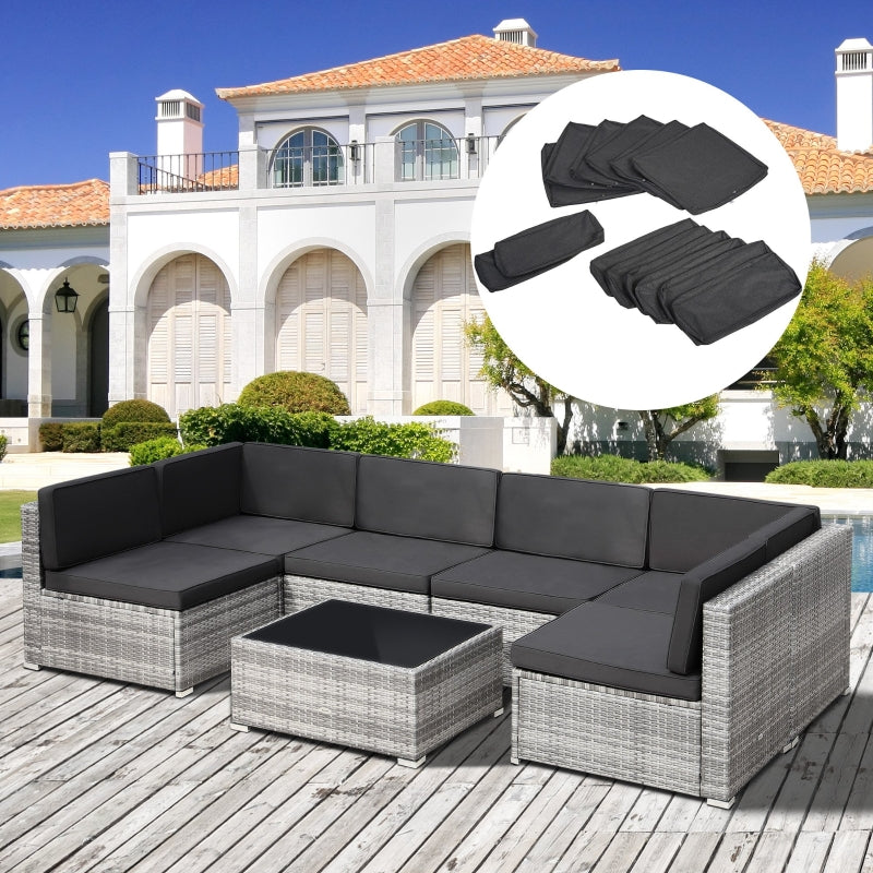 14pc Patio Rattan Sofa Set Cushion Cover - Grey