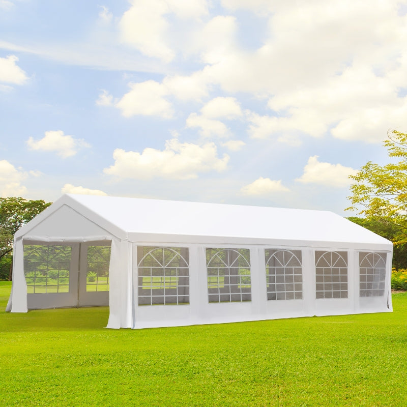 32x16 ft Large Steel Carport Canopy Tent with Removable Walls - White