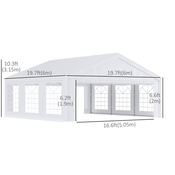 20x20 ft Large Steel Carport Canopy Tent with Removable Walls - White