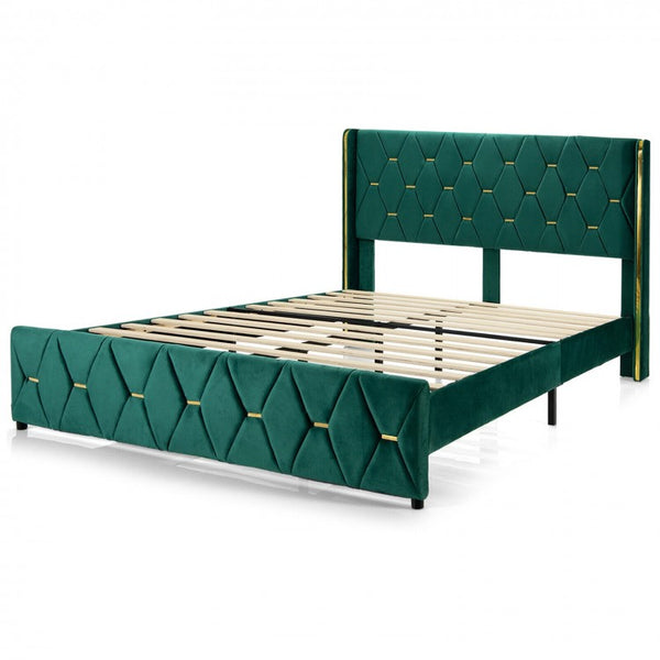 Full Size Upholstered Platform Bed Frame with Headboard