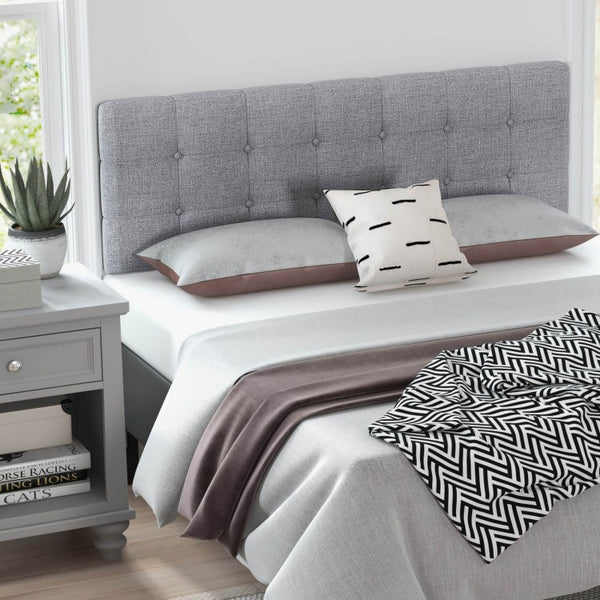 Linen Upholstered Headboard with Wood Legs - Gray