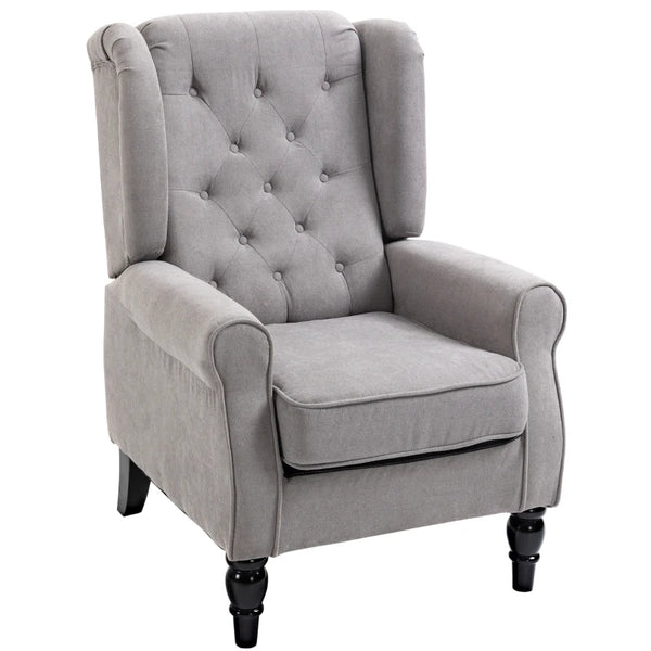 Button-Tufted Accent Chair - Grey