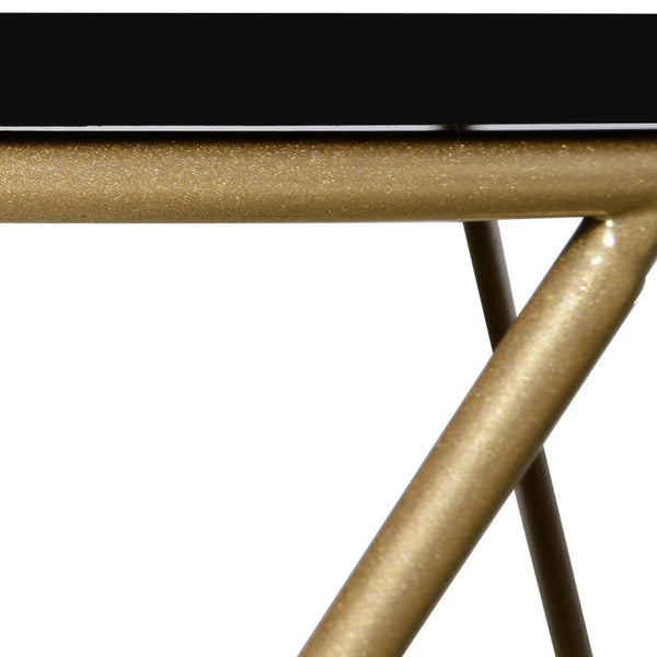 17" Round Sofa Side Table - Black and Gold