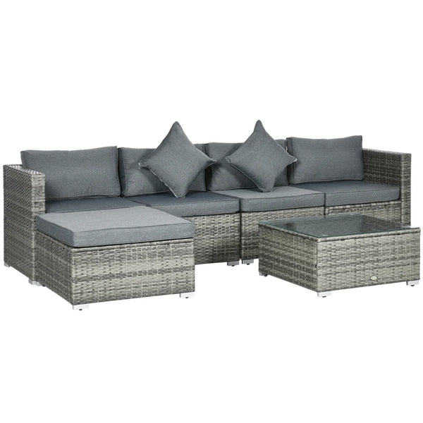 6pcs Wicker Rattan Sectional Set Outdoor Patio Sofa - Mixed Gray