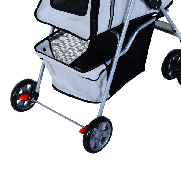 Pet Stroller with Folding Sunshade - Grey