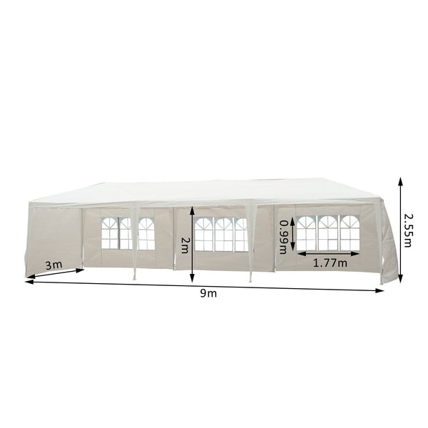 10x30 ft Party Tent Gazebo Canopy with 5 Removable Walls - White